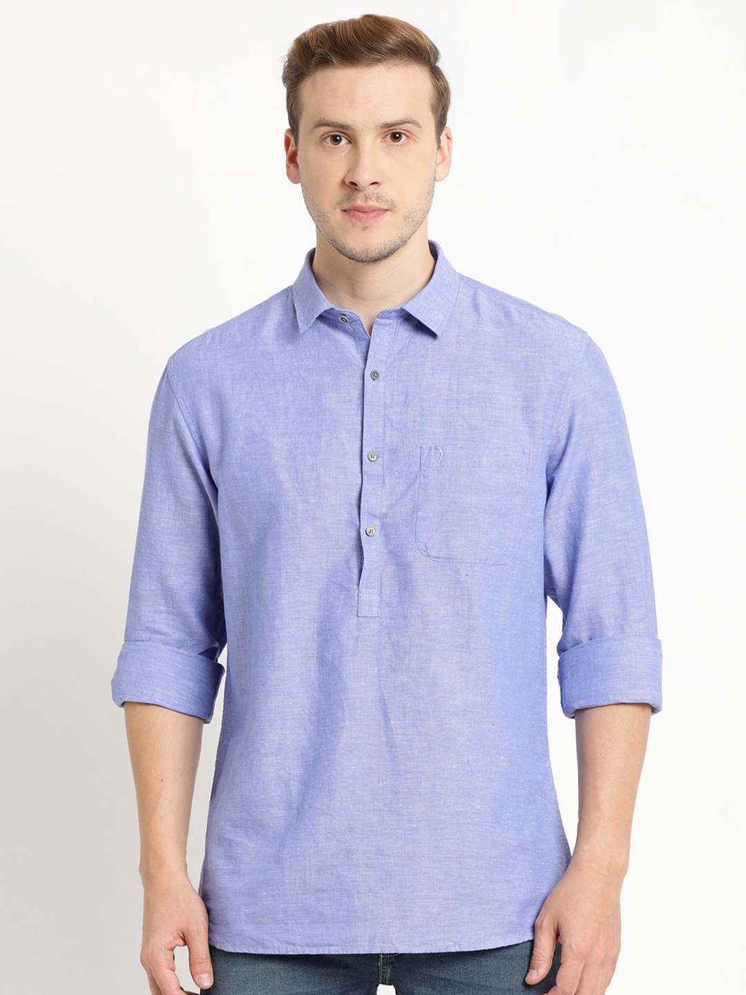 

Indian Terrain Men Chiseled Slim Fit Pure Cotton Casual Shirt, Blue