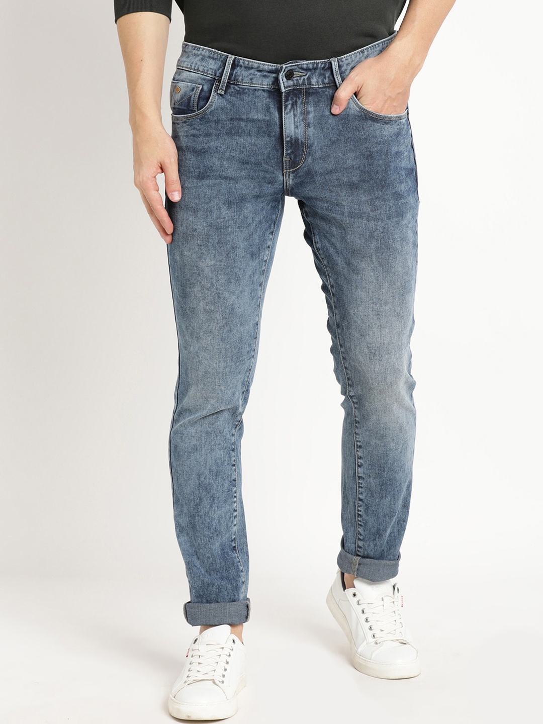 

Indian Terrain Men Brooklyn Slim Fit Heavy Fade Pure Cotton Jeans, Blue
