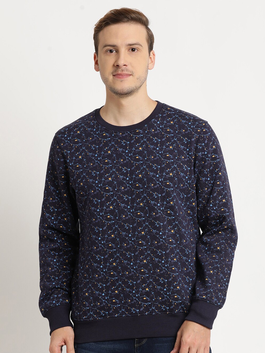 

Indian Terrain Men Printed Cotton Sweatshirt, Blue
