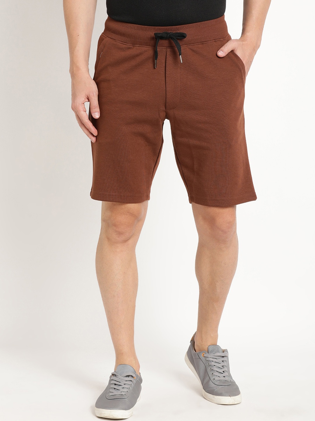 

Indian Terrain Men Slim Fit Mid-Rise Pure Cotton Shorts, Brown