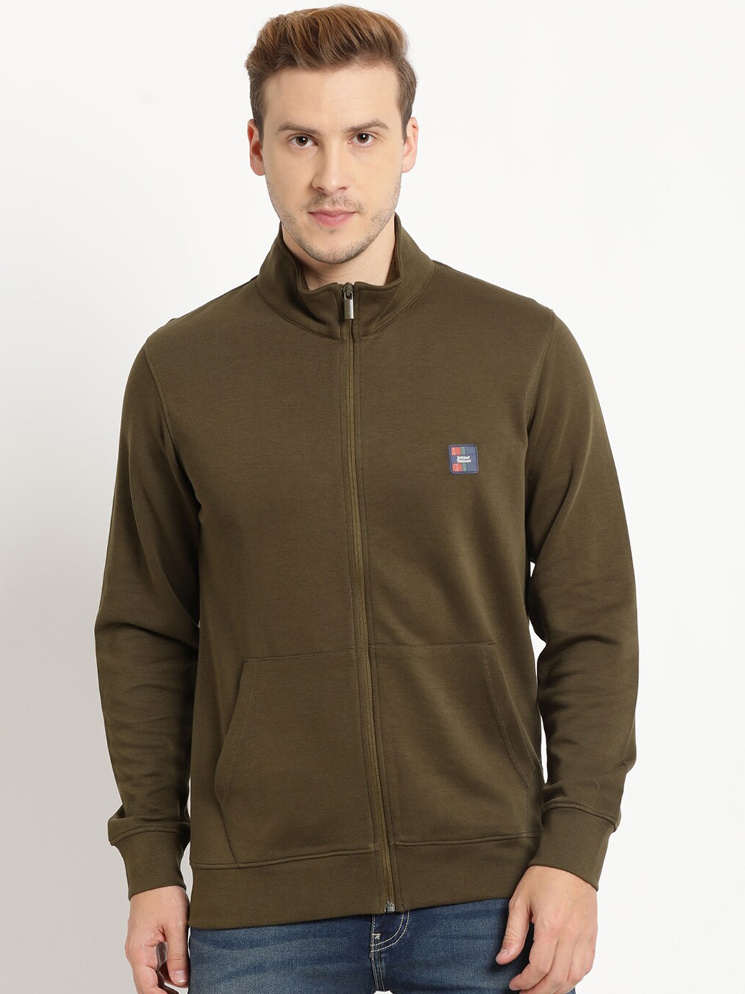

Indian Terrain Men Mock Neck Cotton Sweatshirt, Green