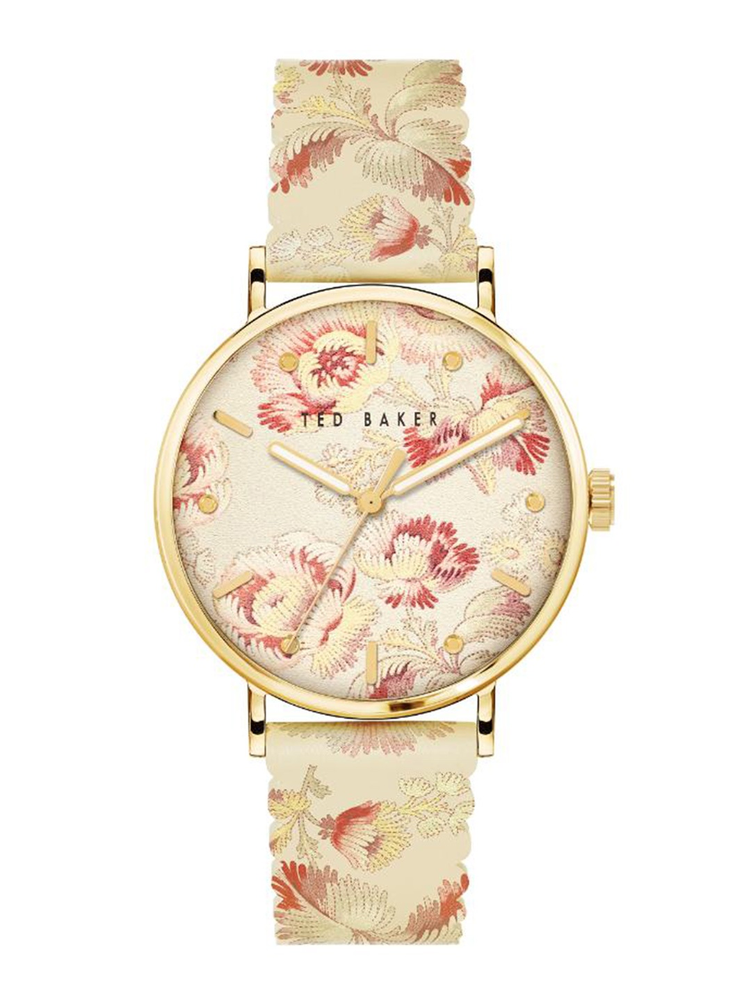 

Ted Baker Women Floral Printed Dial & Printed Leather Straps Analogue Watch BKPPHF203, Peach