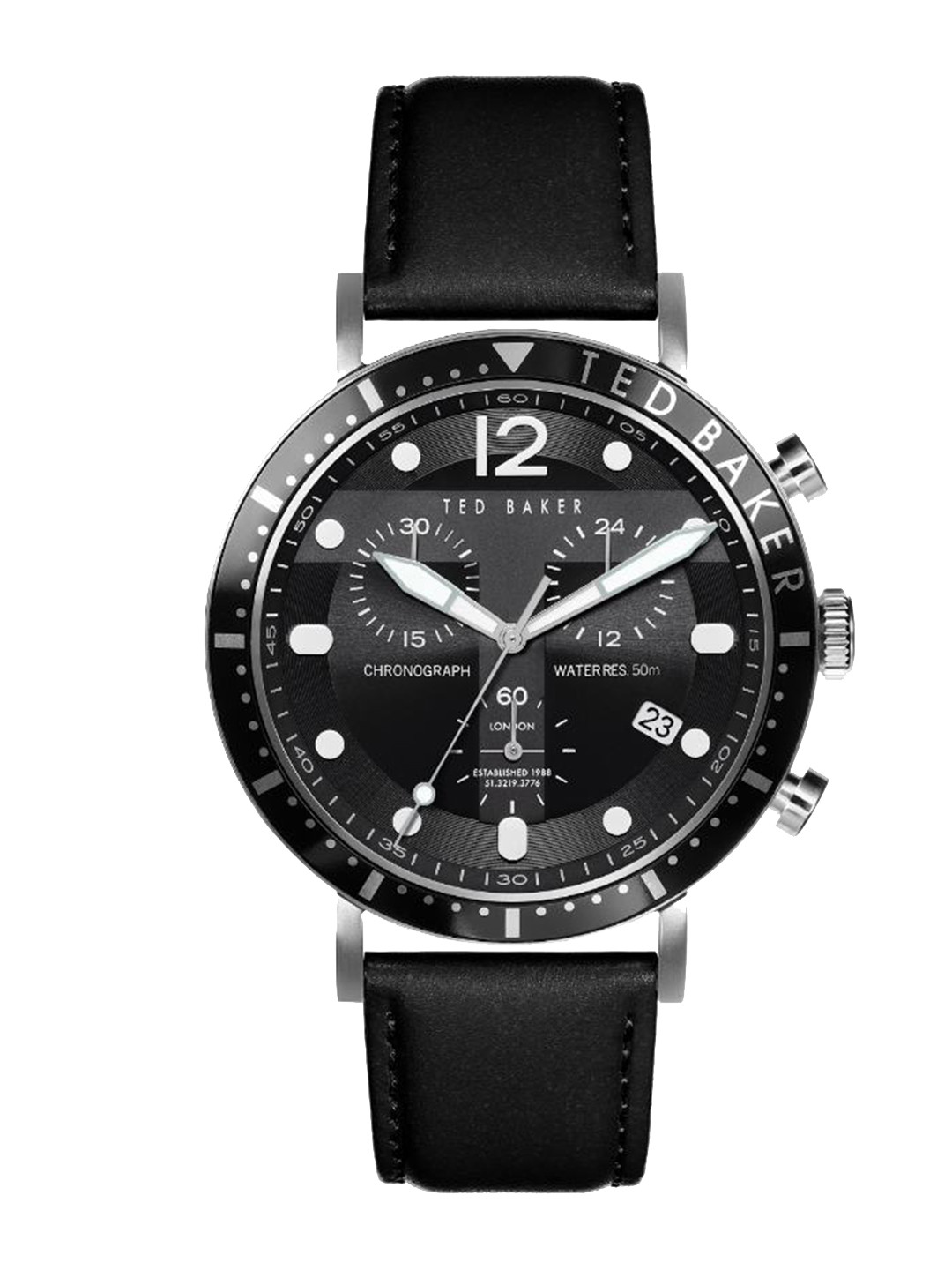

Ted Baker Men Leather Straps Analogue Watch BKPMRS204, Black