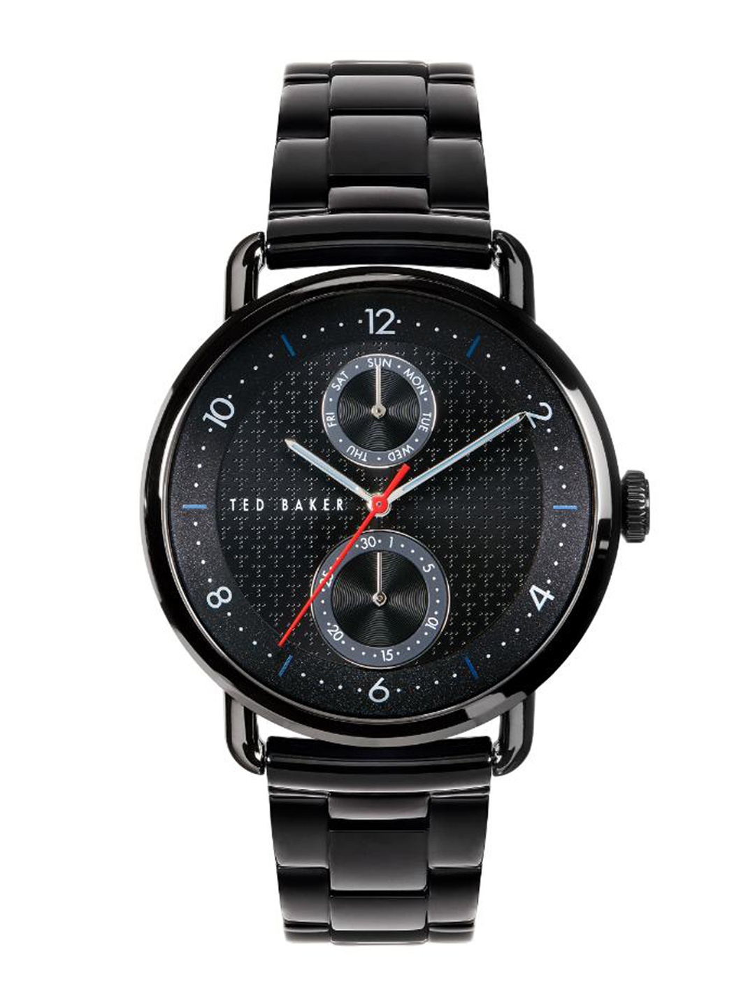 

Ted Baker Men Patterned Dial Stainless Steel Bracelet Style Straps Analogue Watch, Black