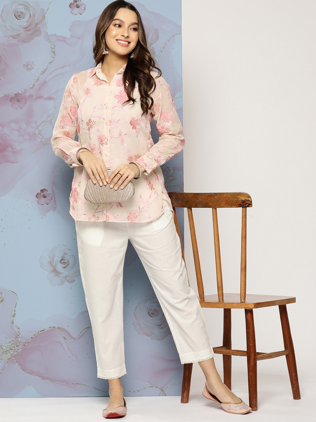 

FASHOR Women Shirt & Trousers Set, Off white