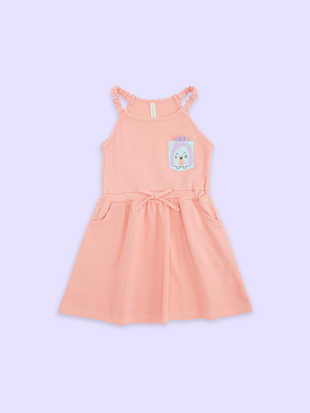 

Pantaloons Baby Infants Girls Halter Neck A-Line Cotton Dress, Peach