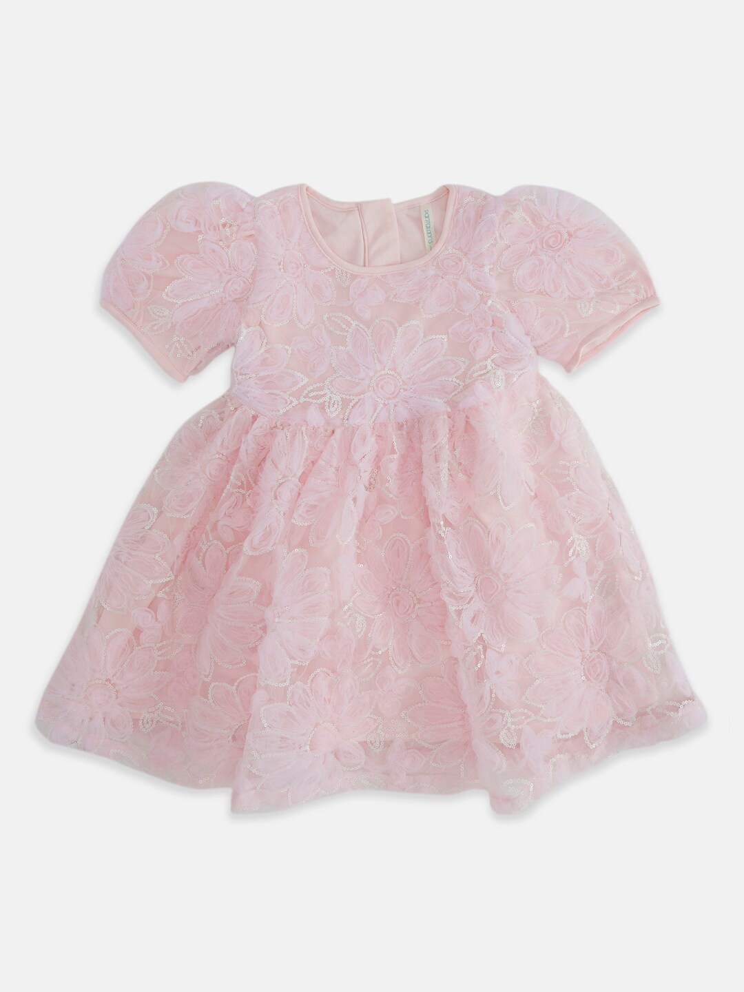 

Pantaloons Junior Girls Round Neck Self Design Cotton Dress, Pink
