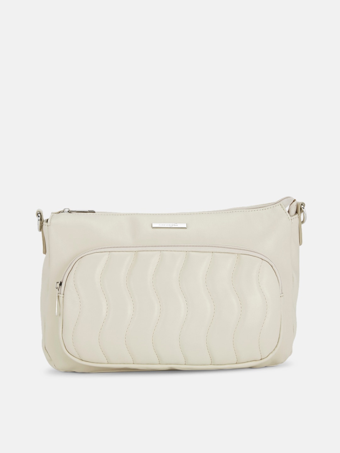 

Forever Glam by Pantaloons Textured Swagger Sling Bag with Quilted, Off white