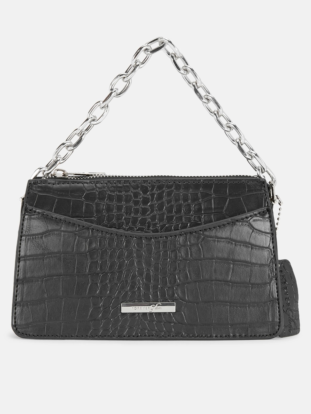 

Forever Glam by Pantaloons Textured Structured Handheld Bag, Black