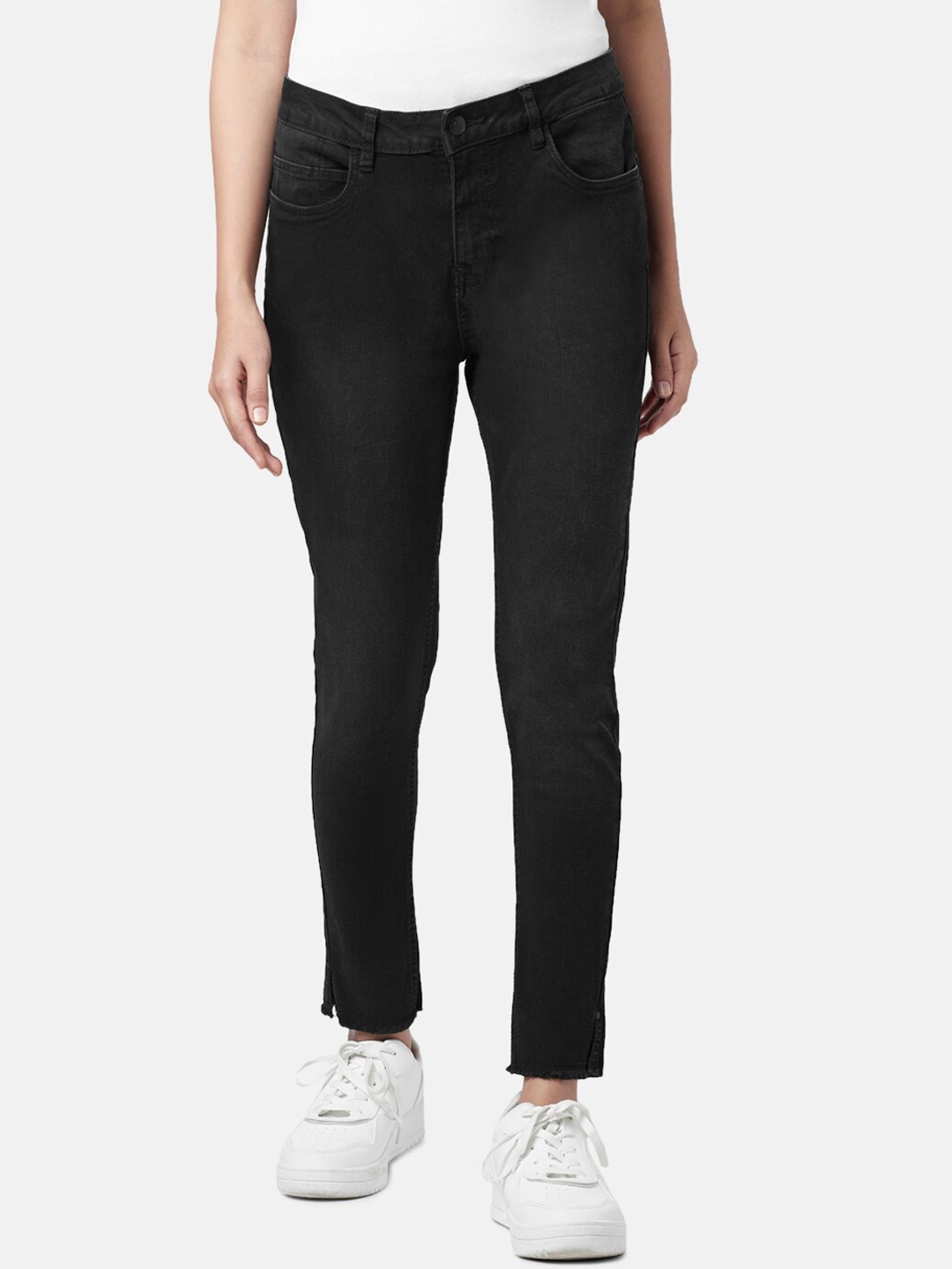 

People Women Mid Rise Skinny Fit Jeans, Black