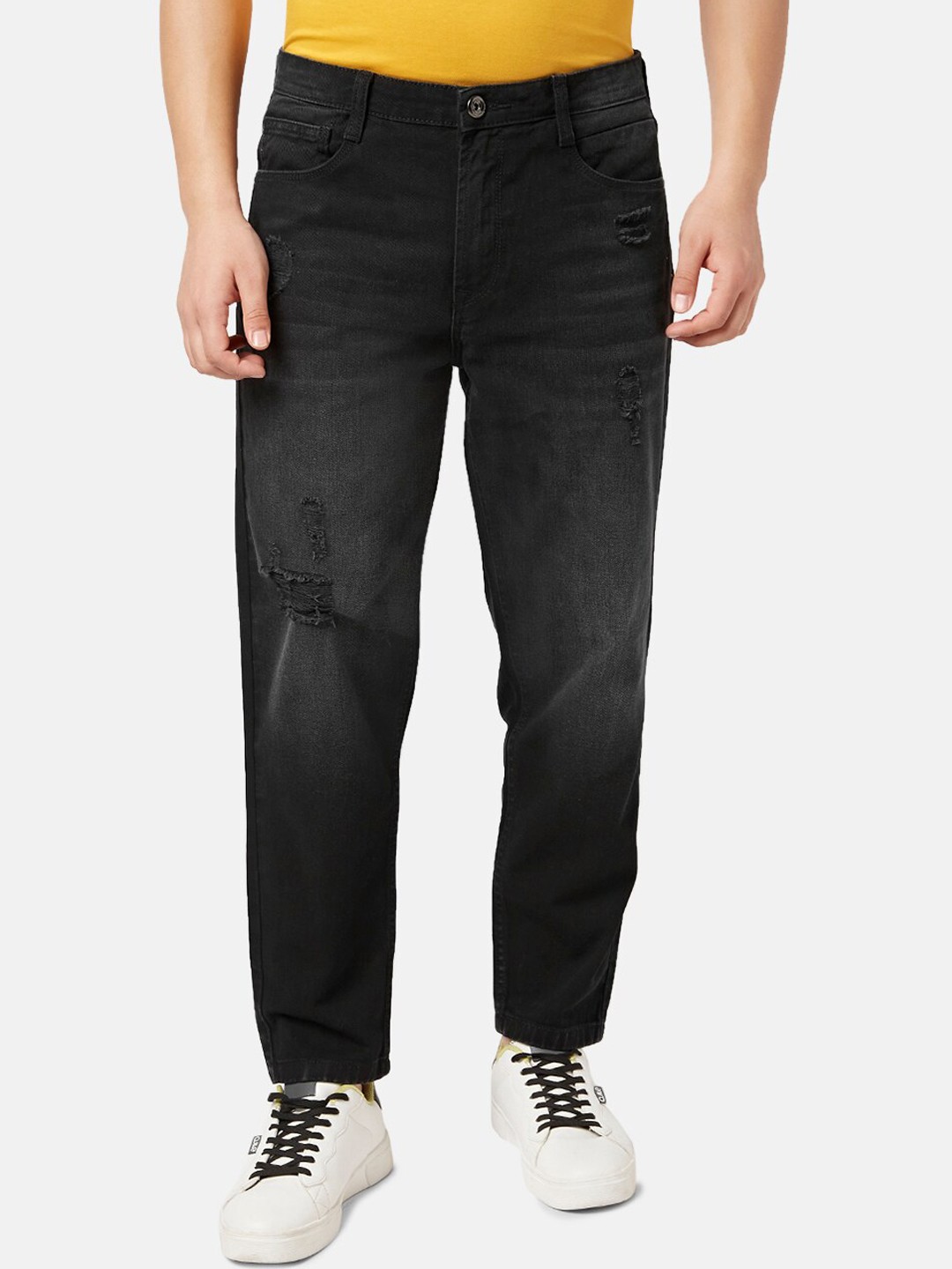 

SF JEANS by Pantaloons Men Low Distress Light Fade Jeans, Black