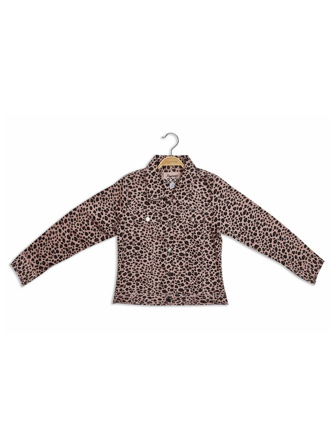 

Peppermint Printed Long Sleeve Shirt Style Top, Peach