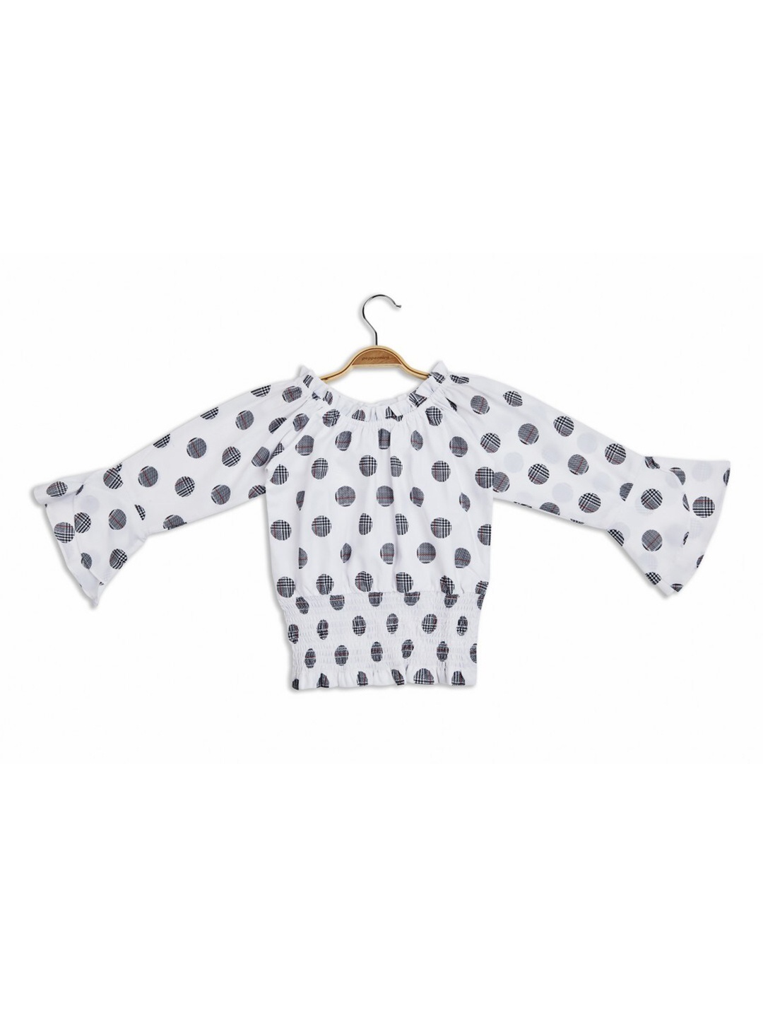 

Peppermint Girls Print Blouson Top, White