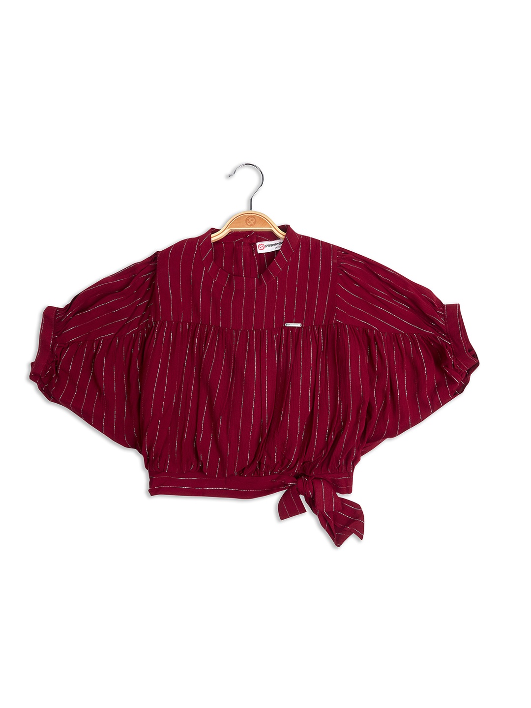 

Peppermint Girls Striped Kaftan Top, Maroon