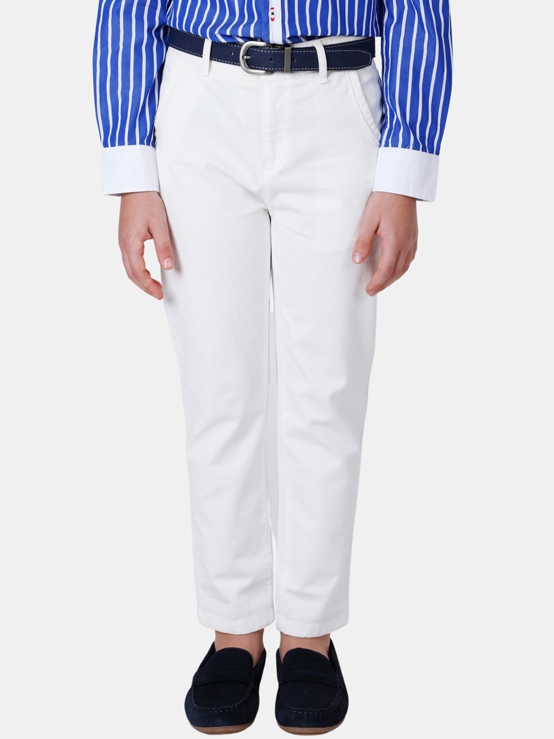 

One Friday Boys Mid-Rise Cotton Trousers, Off white