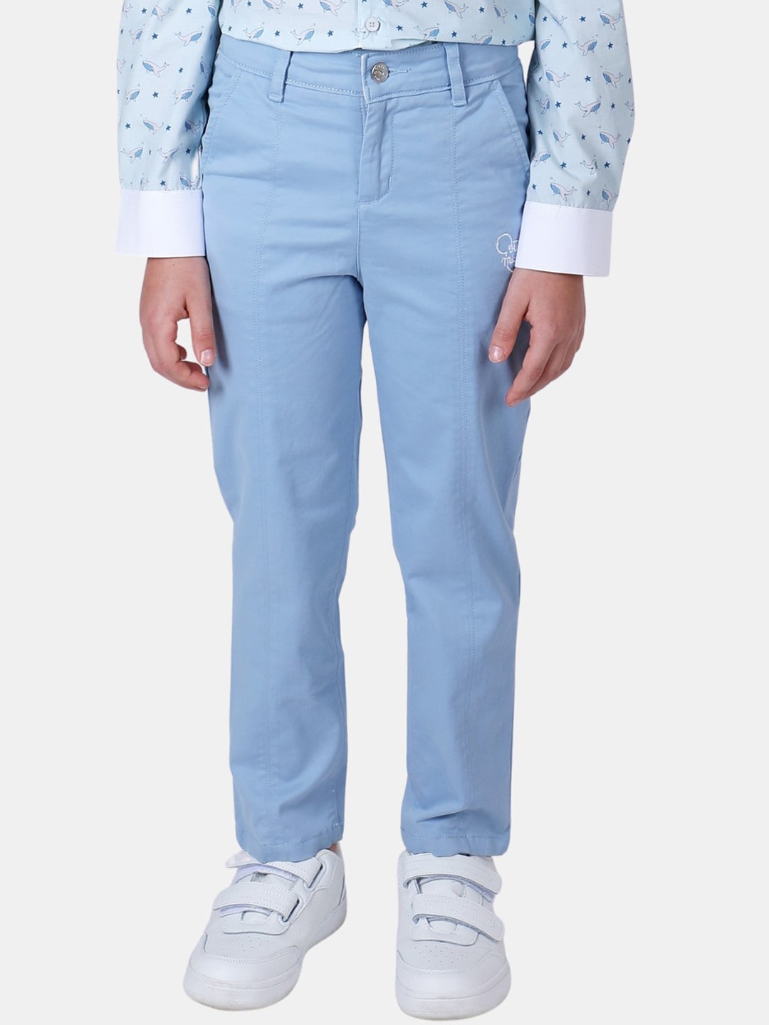 

One Friday Boys Mid-Rise Cotton Trousers, Blue