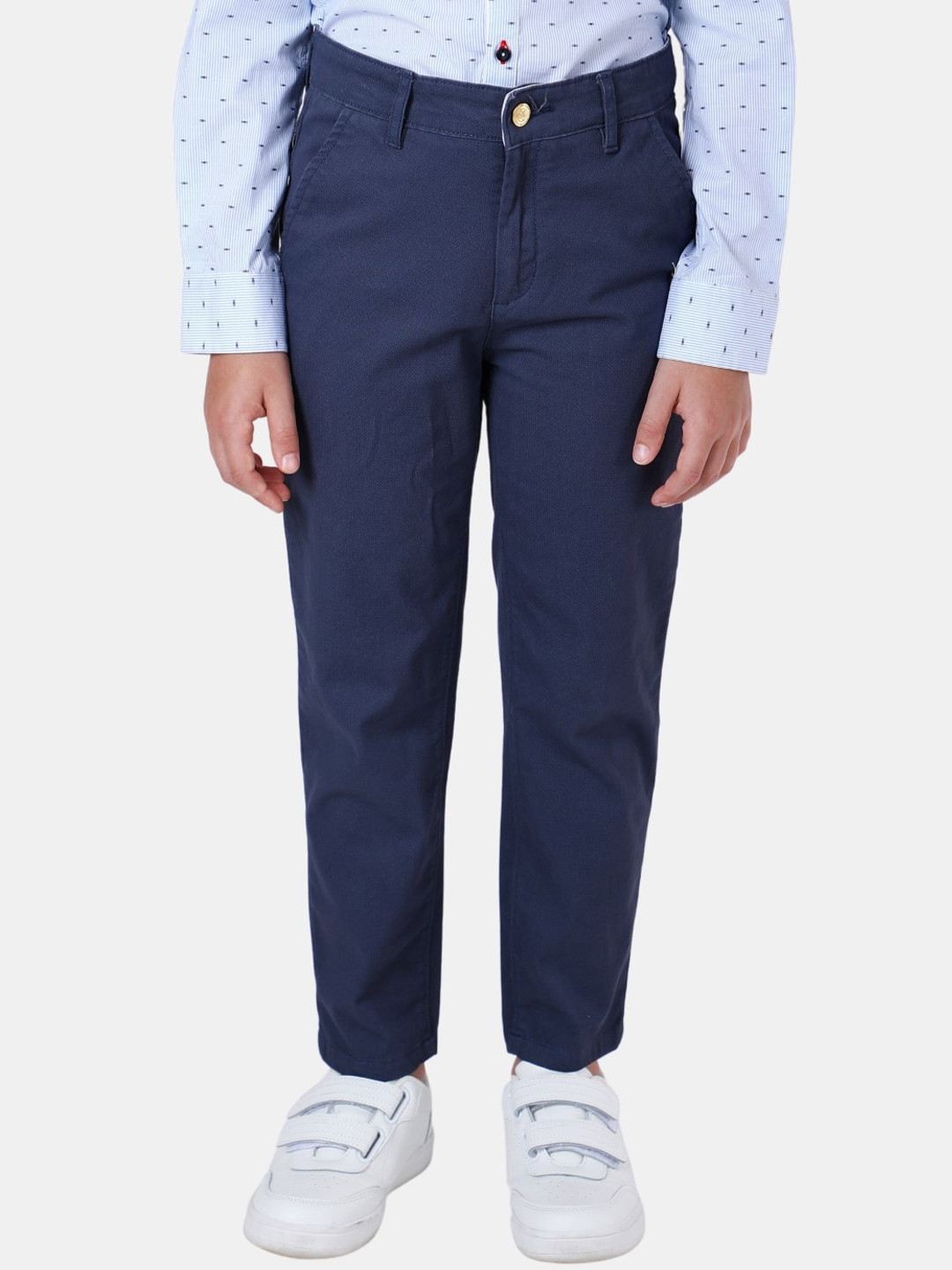 

One Friday Boys Mid-Rise Cotton Formal Trousers, Navy blue