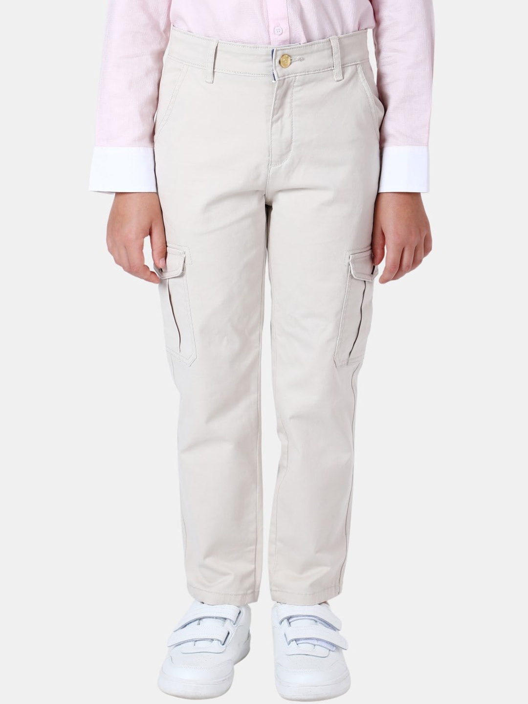 

One Friday Kids Boys Mid Rise Relaxed Trousers, Beige