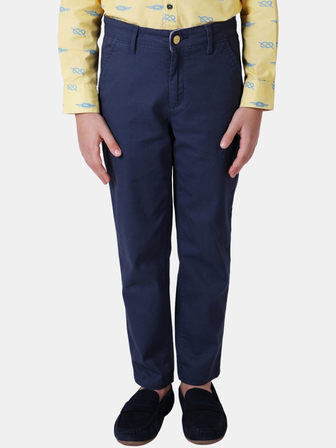 

One Friday Boys Cotton Relaxed Chinos Trousers, Navy blue