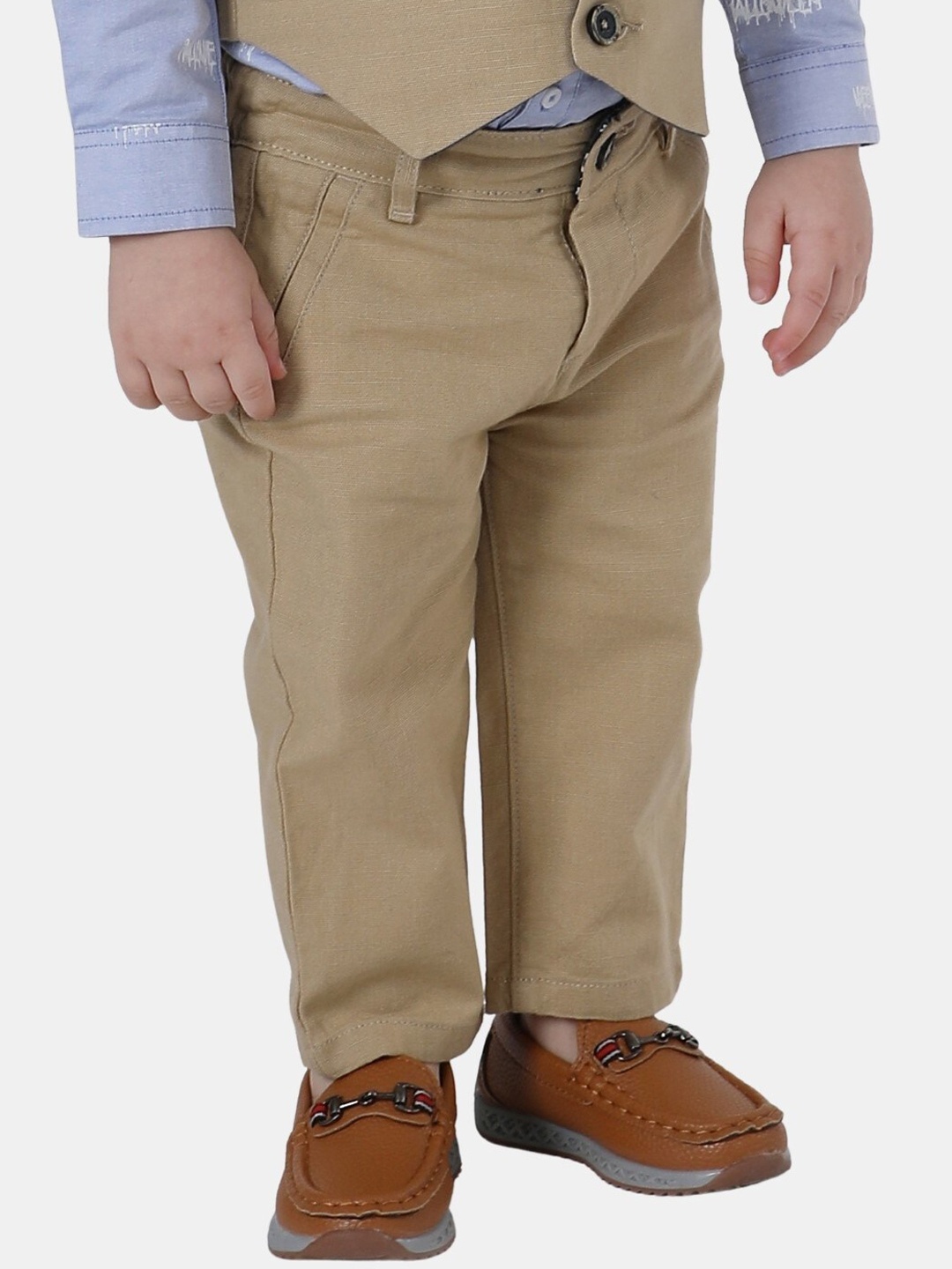 

One Friday Boys Relaxed Mid-Wise Formal Trousers, Beige
