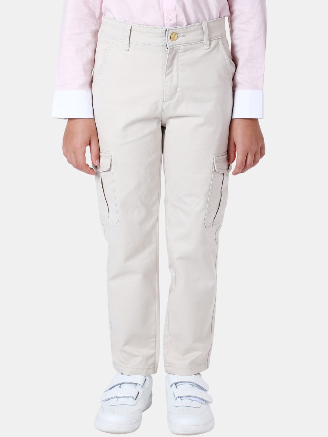 

One Friday Boys Cotton Regular Fit Relaxed Trouser, Off white