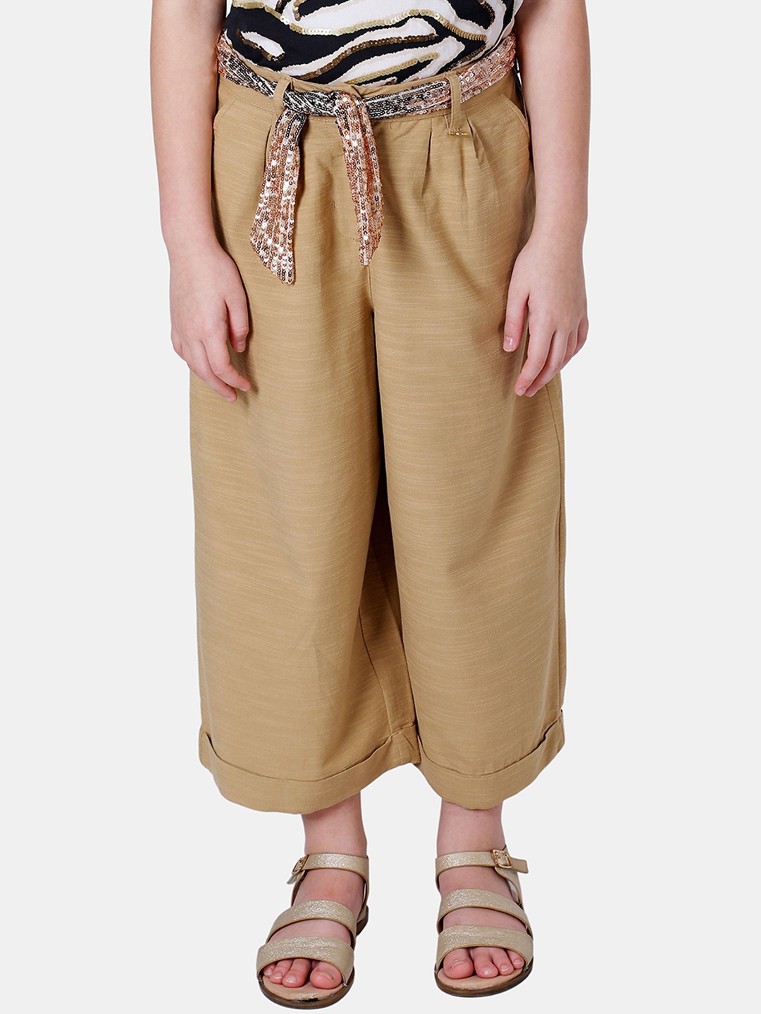 

One Friday Girls Relaxed Flared Culottes Trousers, Beige