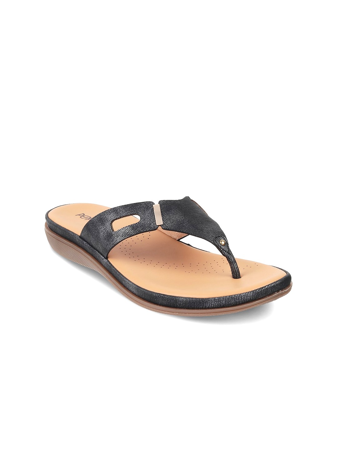 

PEPPER Women No Back Strap Open Toe Flats, Black
