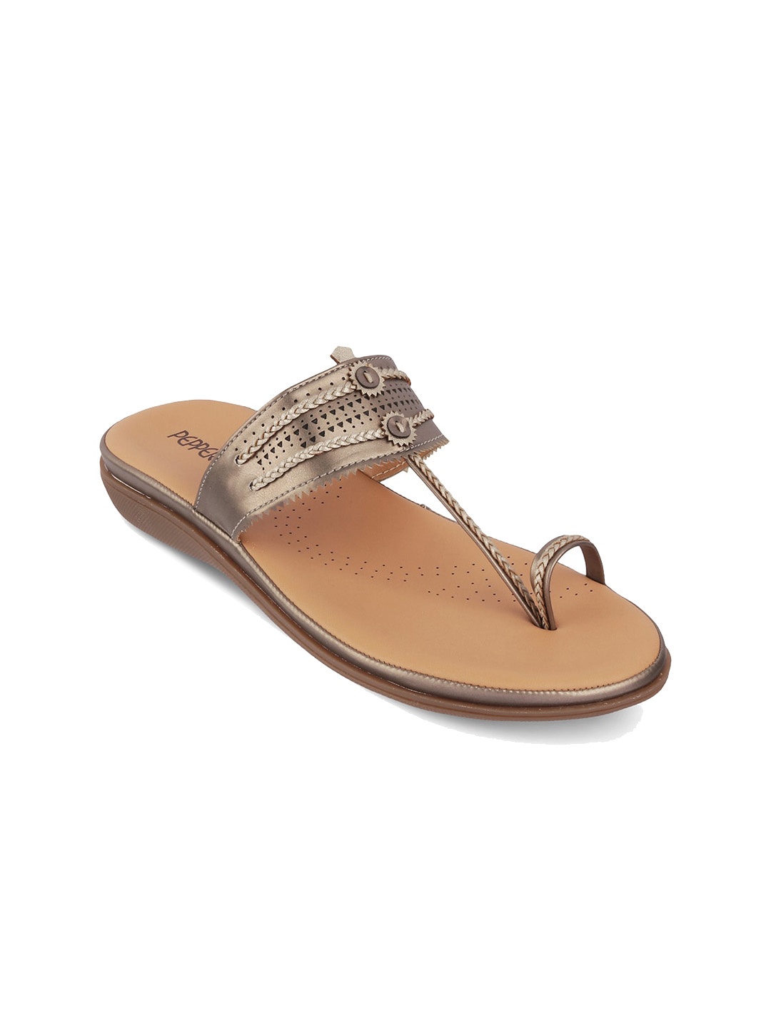 

PEPPER Women Embellished Ethnic One Toe Flats, Grey
