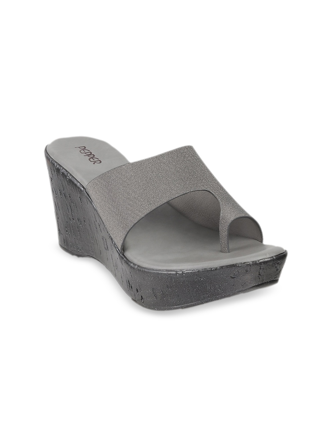 

PEPPER Textured Wedge Heels, Grey