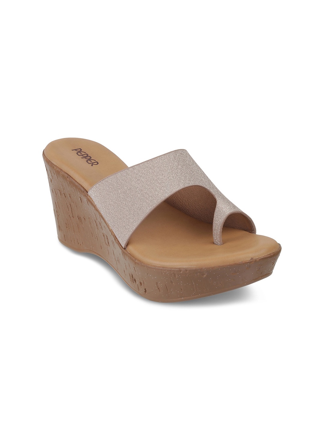 

PEPPER Textured Wedge Heels, Rose gold