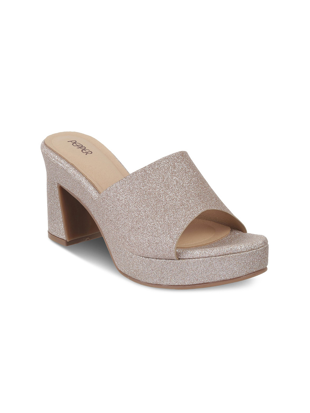 

PEPPER Embellished Peep Toes Block Heels, Gold