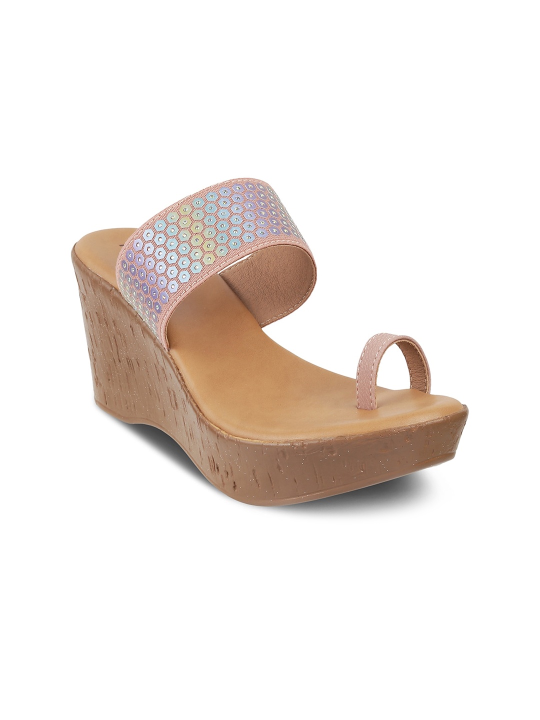 

PEPPER Embellished Wedge Heels, Peach