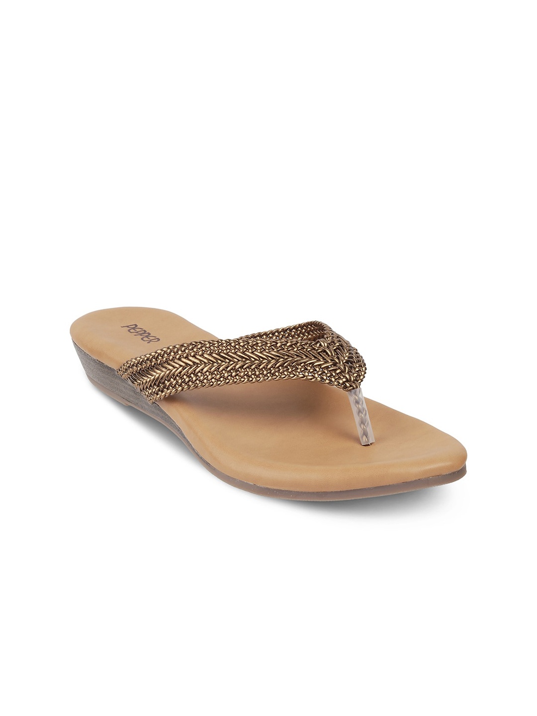 

PEPPER Women Embellished Ethnic Open Toe Flats, Gold