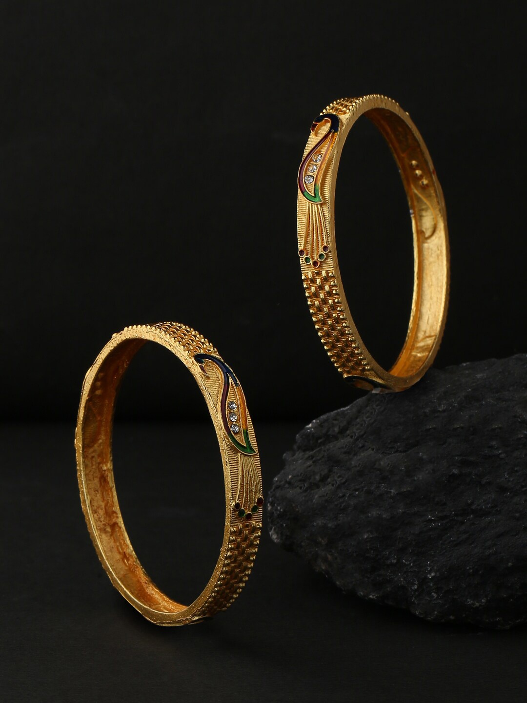

VIRAASI Set Of 2 Gold-Plated Stone-Studded Bangles