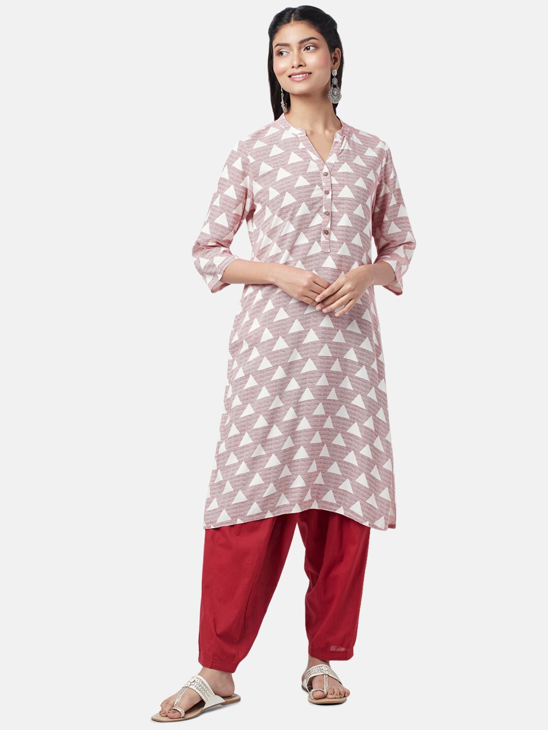 

RANGMANCH BY PANTALOONS Women Geomatric Printed Kurta, Red