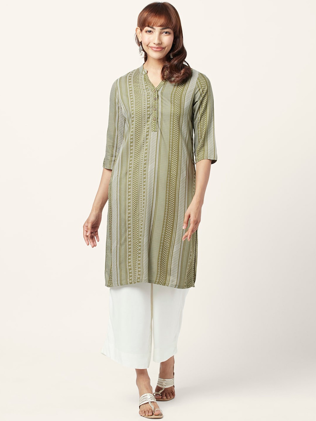 

RANGMANCH BY PANTALOONS Women Printed Kurta, Olive