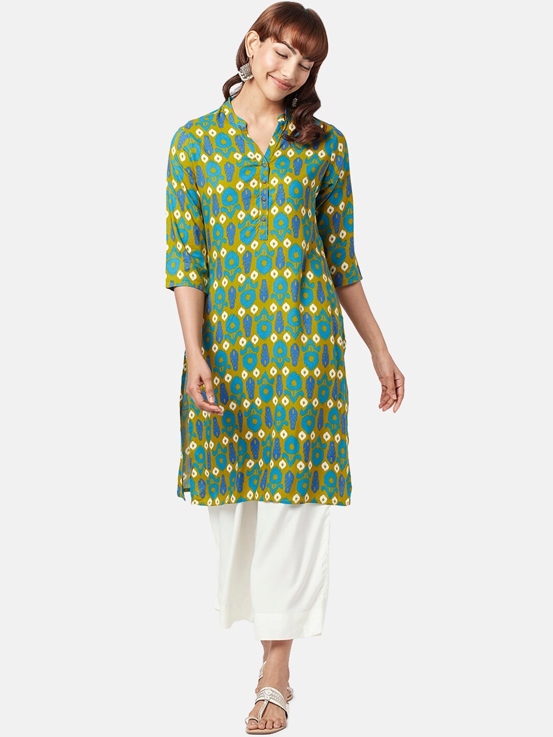 

RANGMANCH BY PANTALOONS Women Floral Printed Kurta, Olive