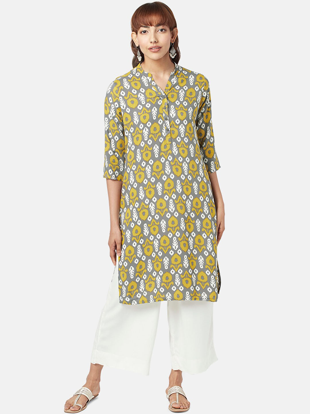 

RANGMANCH BY PANTALOONS Women Ethnic Motifs Printed Kurta, Grey