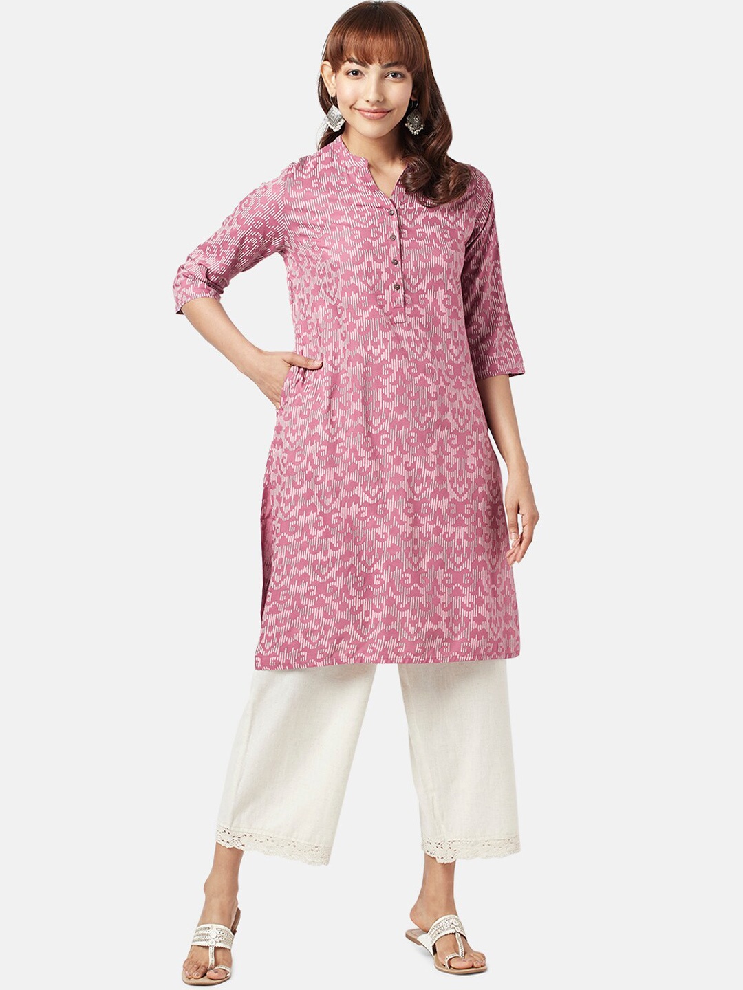 

RANGMANCH BY PANTALOONS Women Ethnic Motifs Printed Kurta, Rose