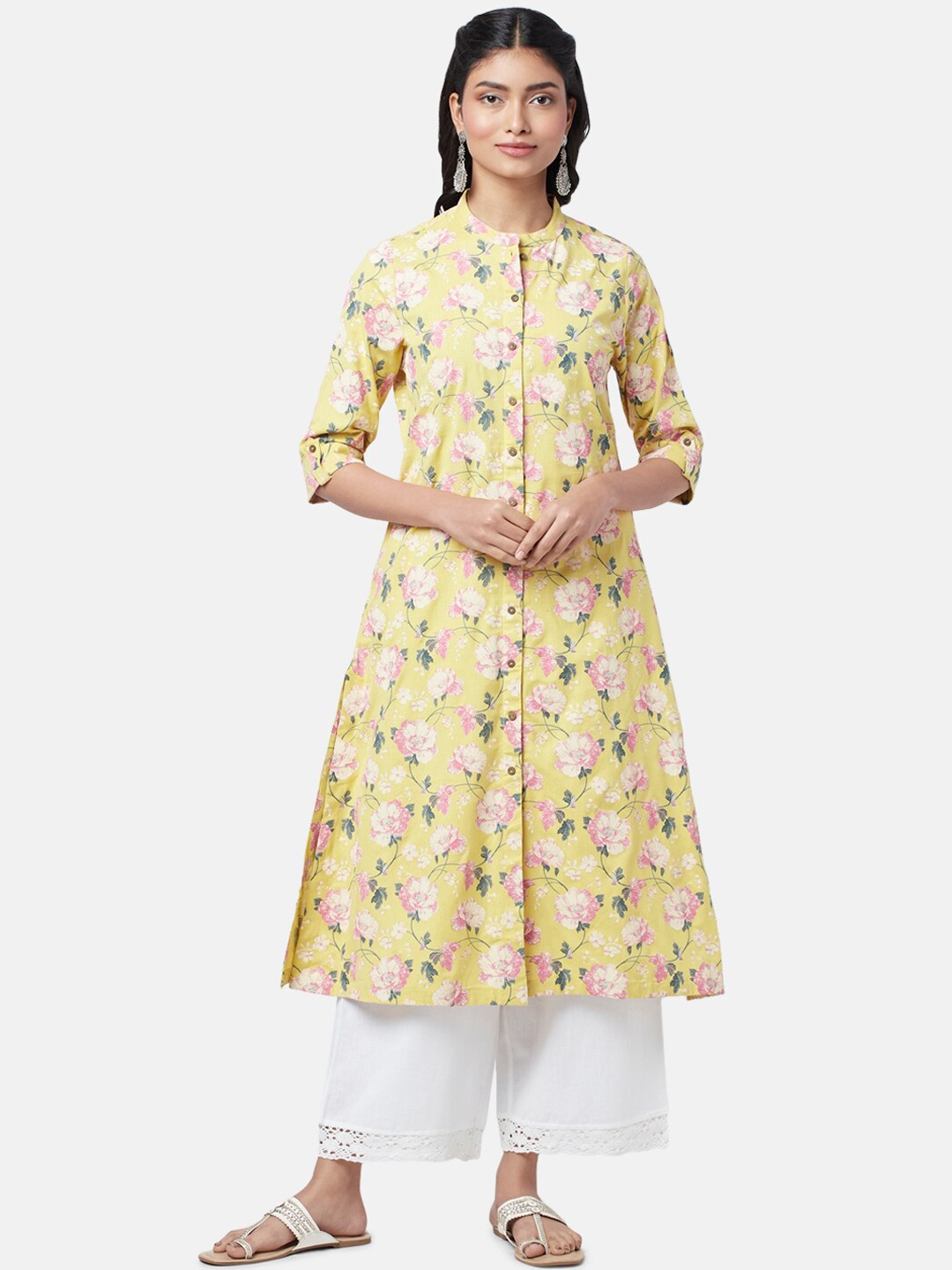 

RANGMANCH BY PANTALOONS Women Floral Printed Kurta, Yellow