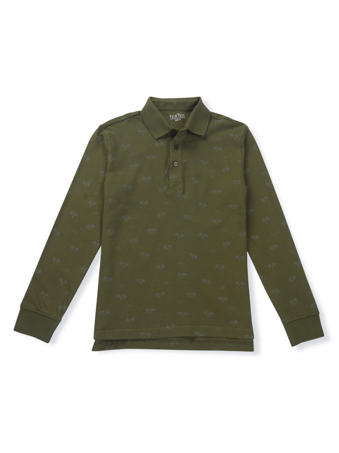 

Palm Tree Boys Printed Pure Cotton Polo Collar Pure Cotton T-shirt, Green