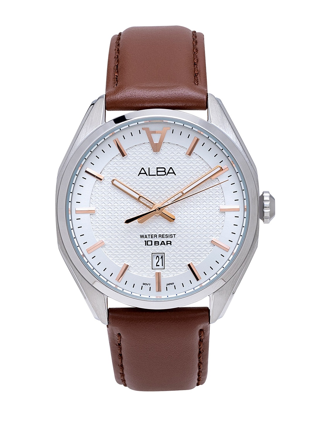

Alba Men Leather Straps Analogue Watch, Brown