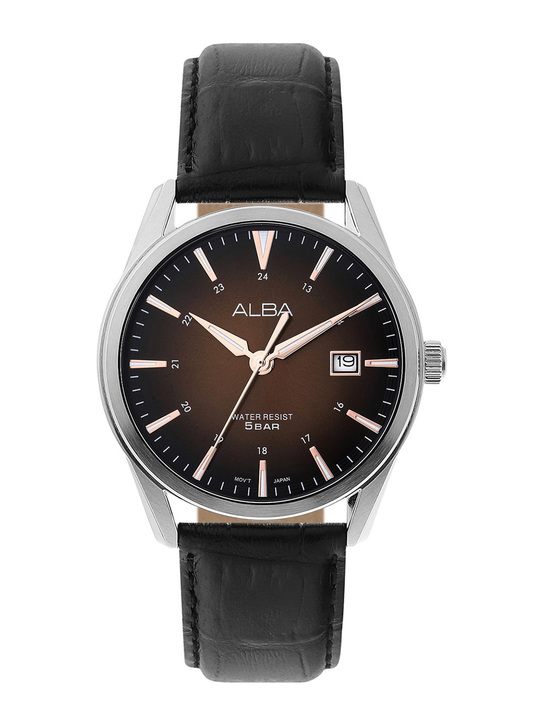 

Alba Men Leather Straps Analogue Watch, Black
