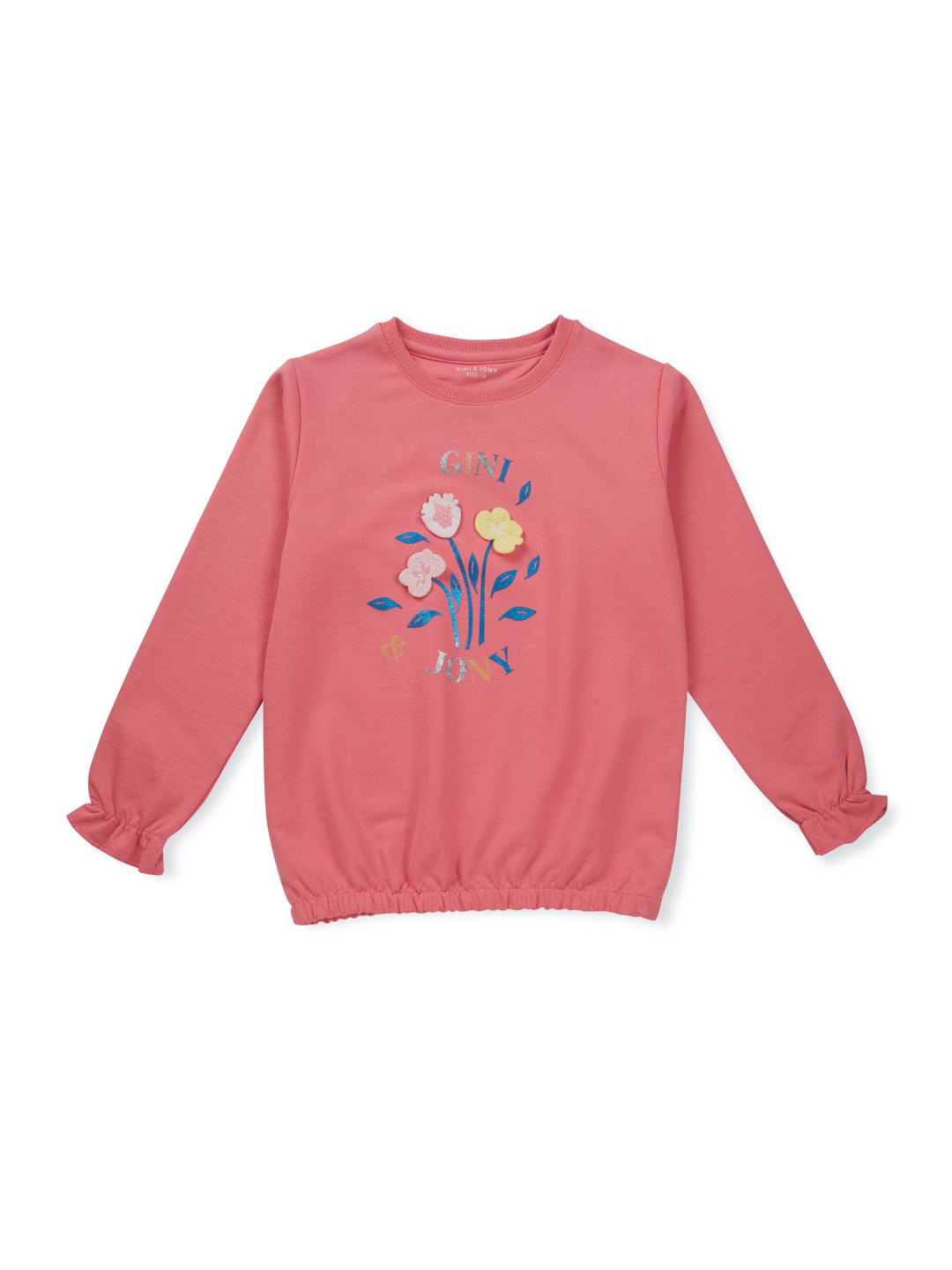 

Gini and Jony Girls Cotton Floral Printed T-shirt, Pink