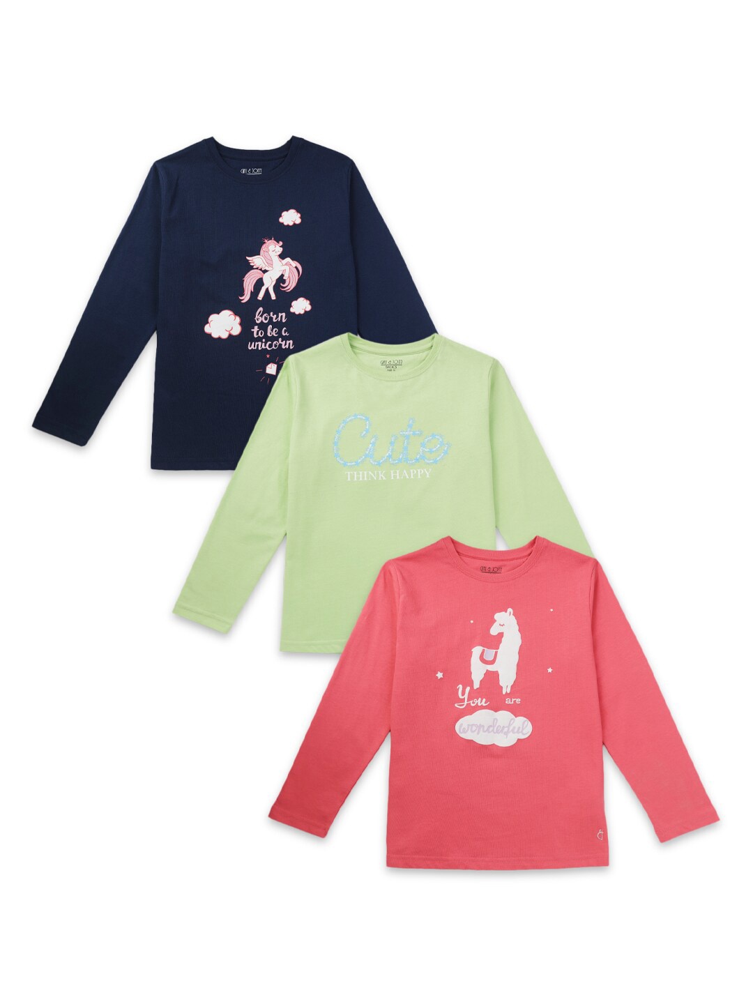 

Gini and Jony Girls Pack of 3 Printed Cotton Tops, Pink