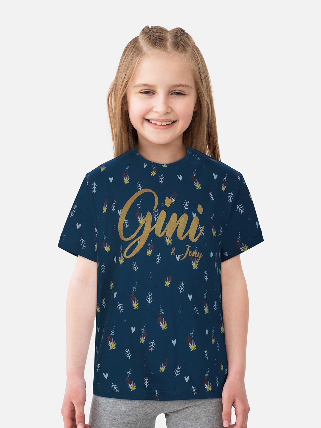 

Gini and Jony Girls Printed T-shirt, Blue