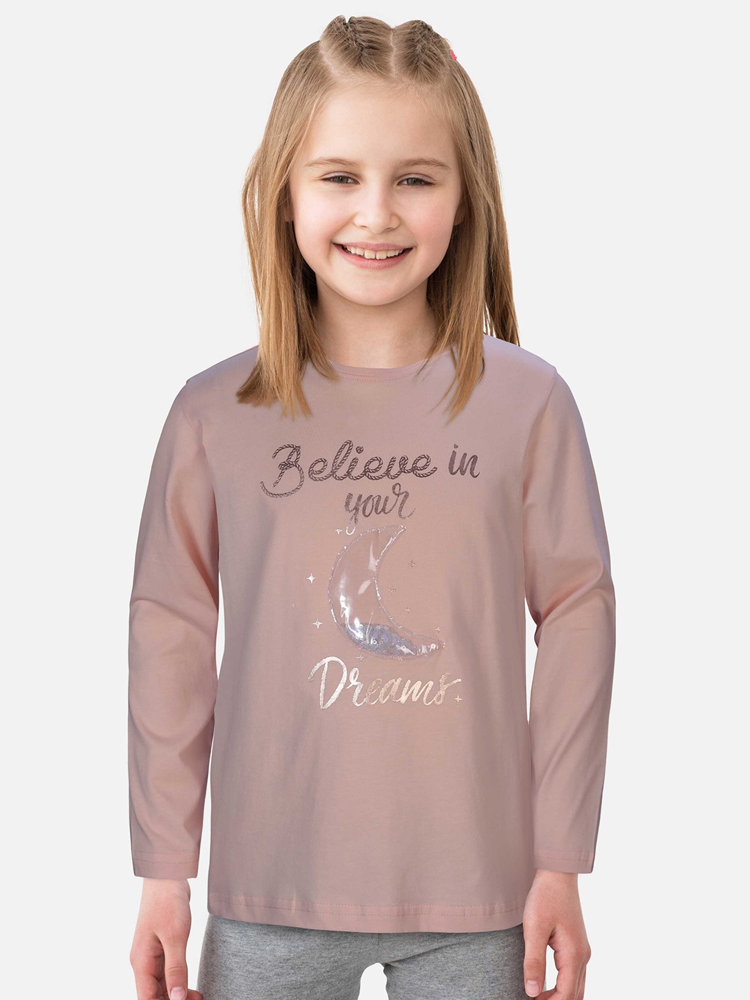 

Gini and Jony Round Neck Print Cotton Top, Peach