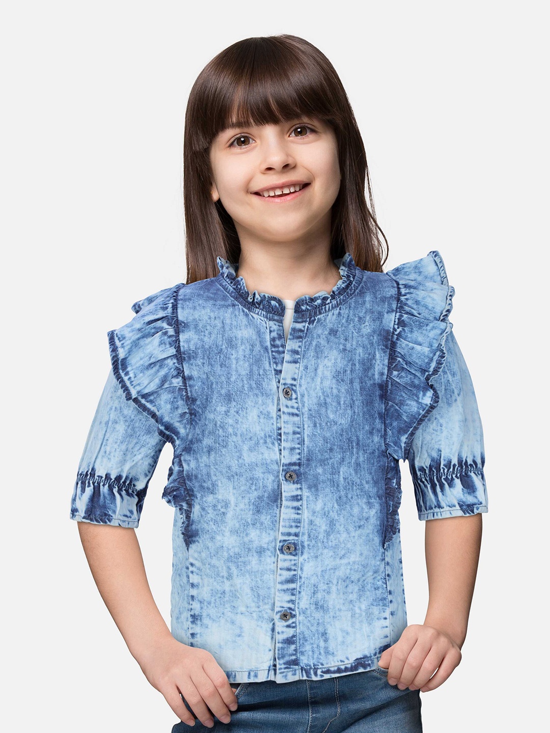 

Gini and Jony Girls Cotton Shirt Style Top, Blue