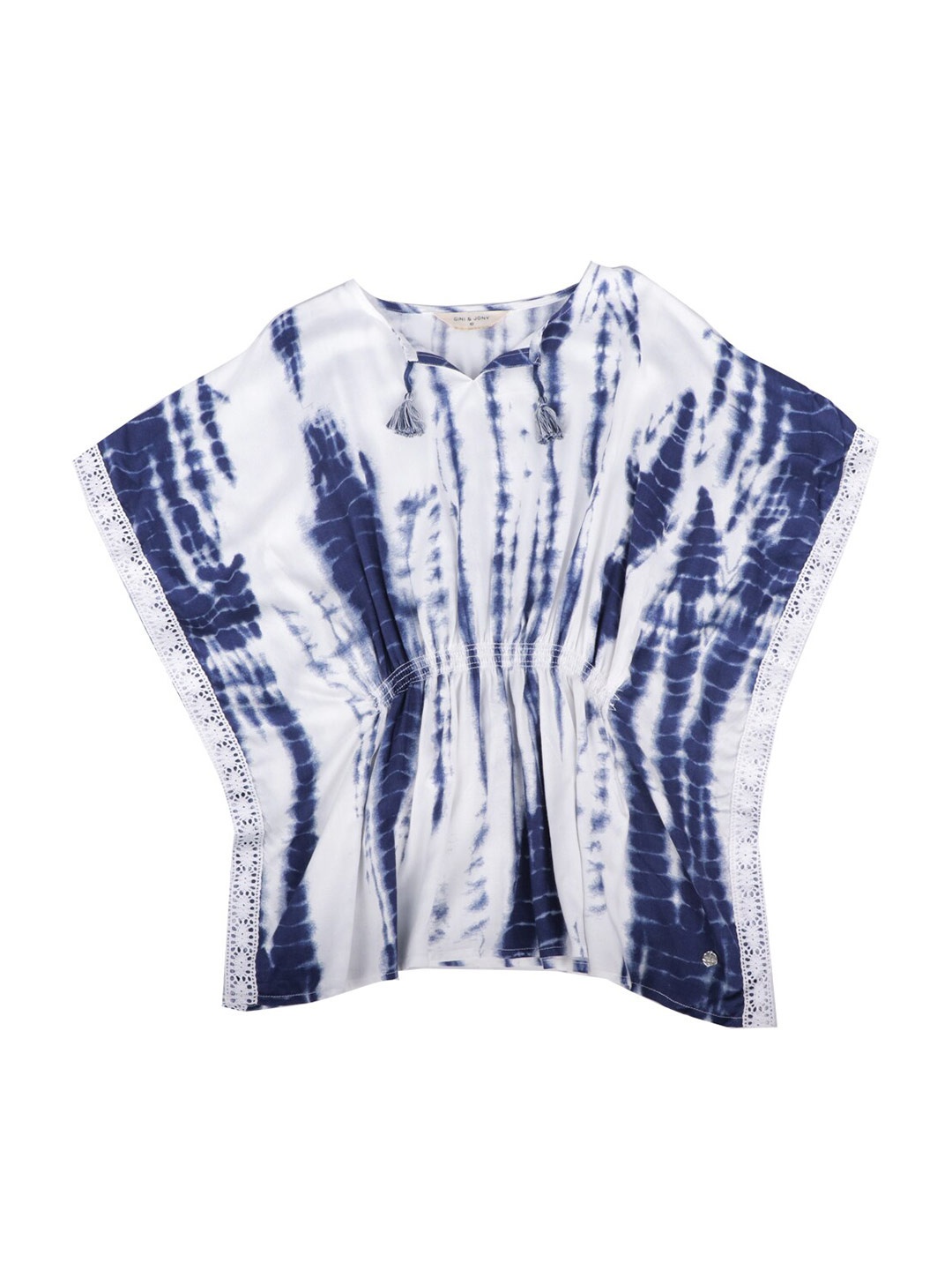 

Gini and Jony Girls Tie and Dye Kaftan Cotton Top, White