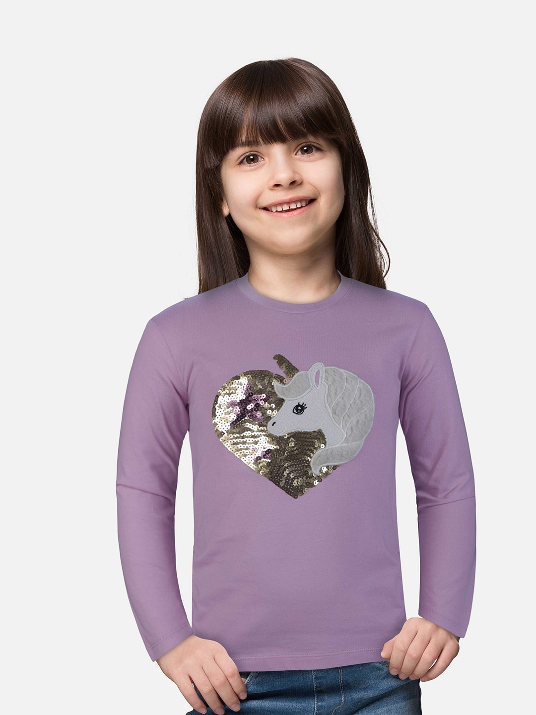

Gini and Jony Girls Embellished Cotton T-Shirt, Lavender